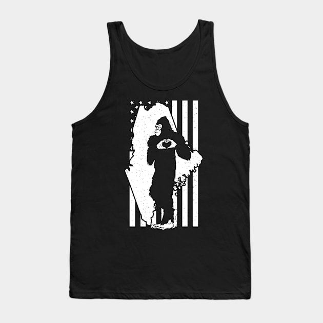 Maine Bigfoot American Flag Tank Top by Tesszero